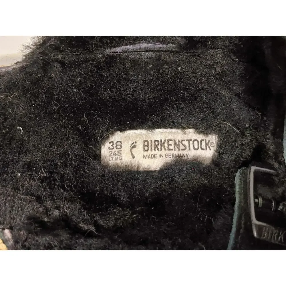 Birkenstock Arizona Shearling Suede Slide Sandals Black Cozy Women EU38 US7